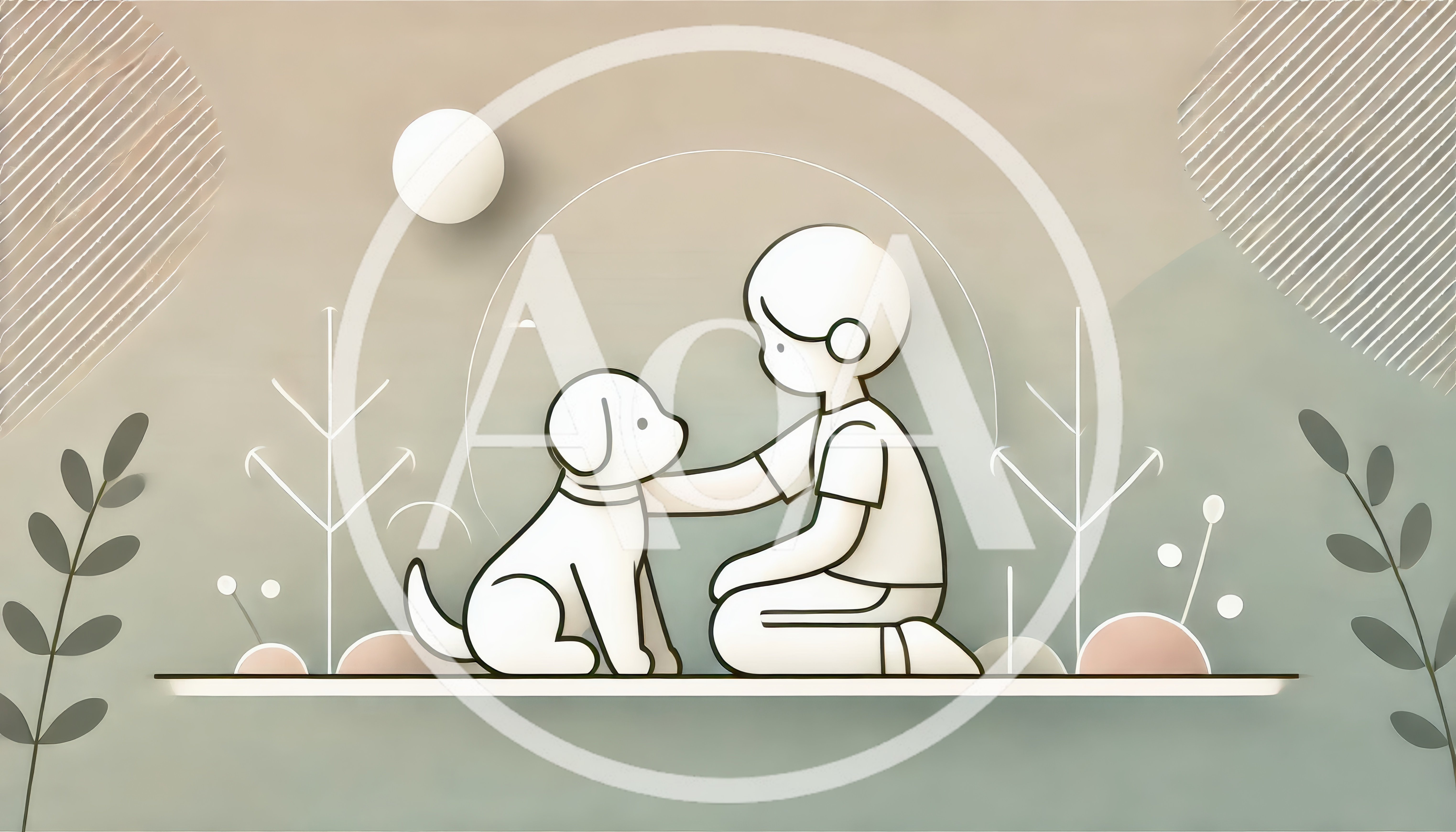 Minimalist Paper Cut Illustration Of A Child And Dog