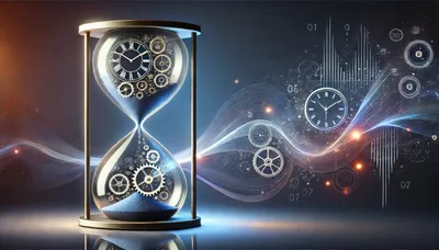 Digital Hourglass With Floating Gears And Time Data
