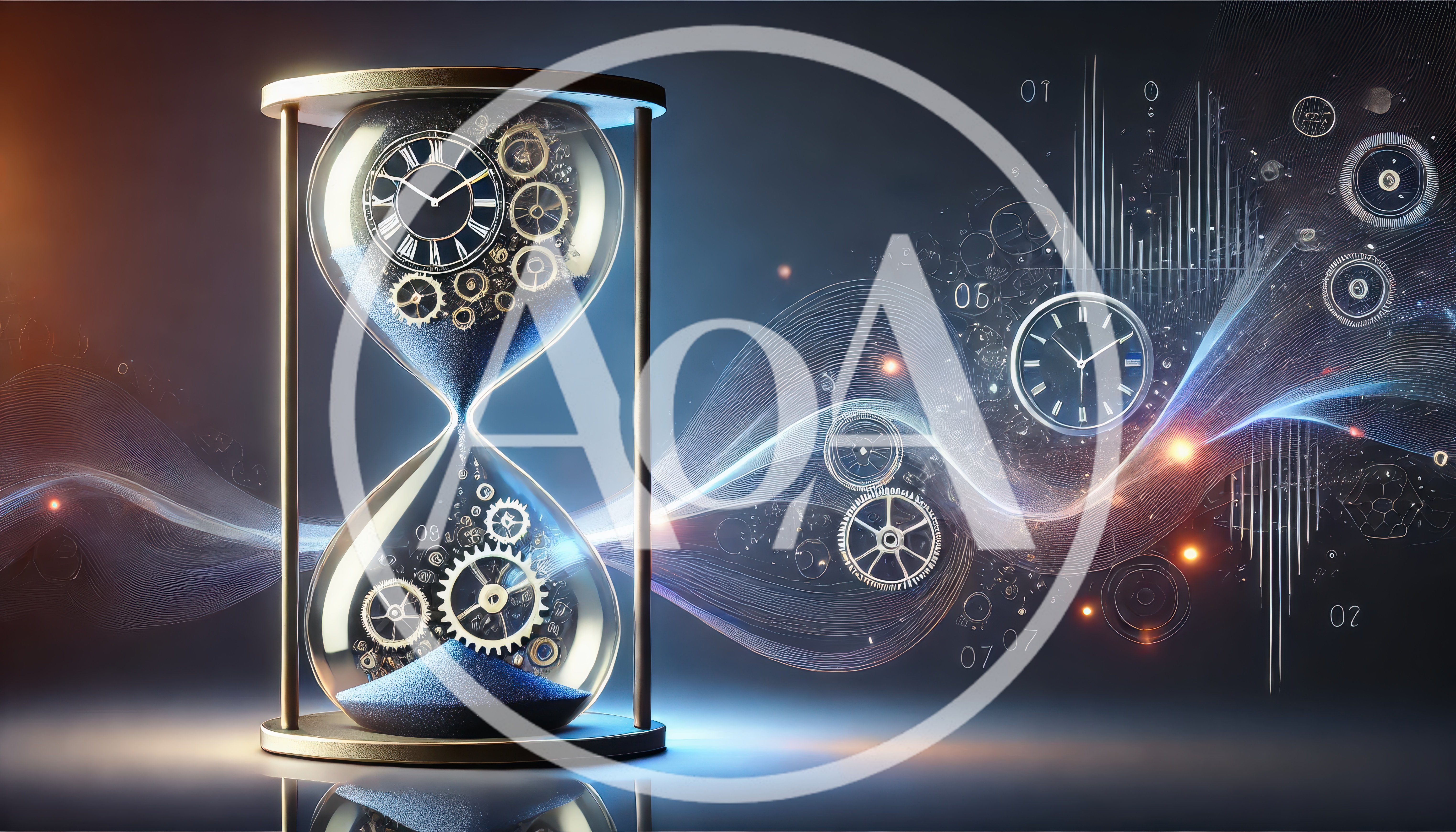 Digital Hourglass With Floating Gears And Time Data