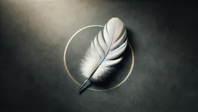 White Feather Resting Inside A Golden Circle