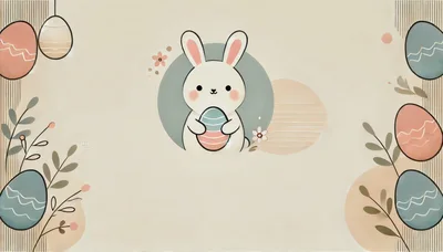 Cute Easter Bunny Holding A Decorated Egg