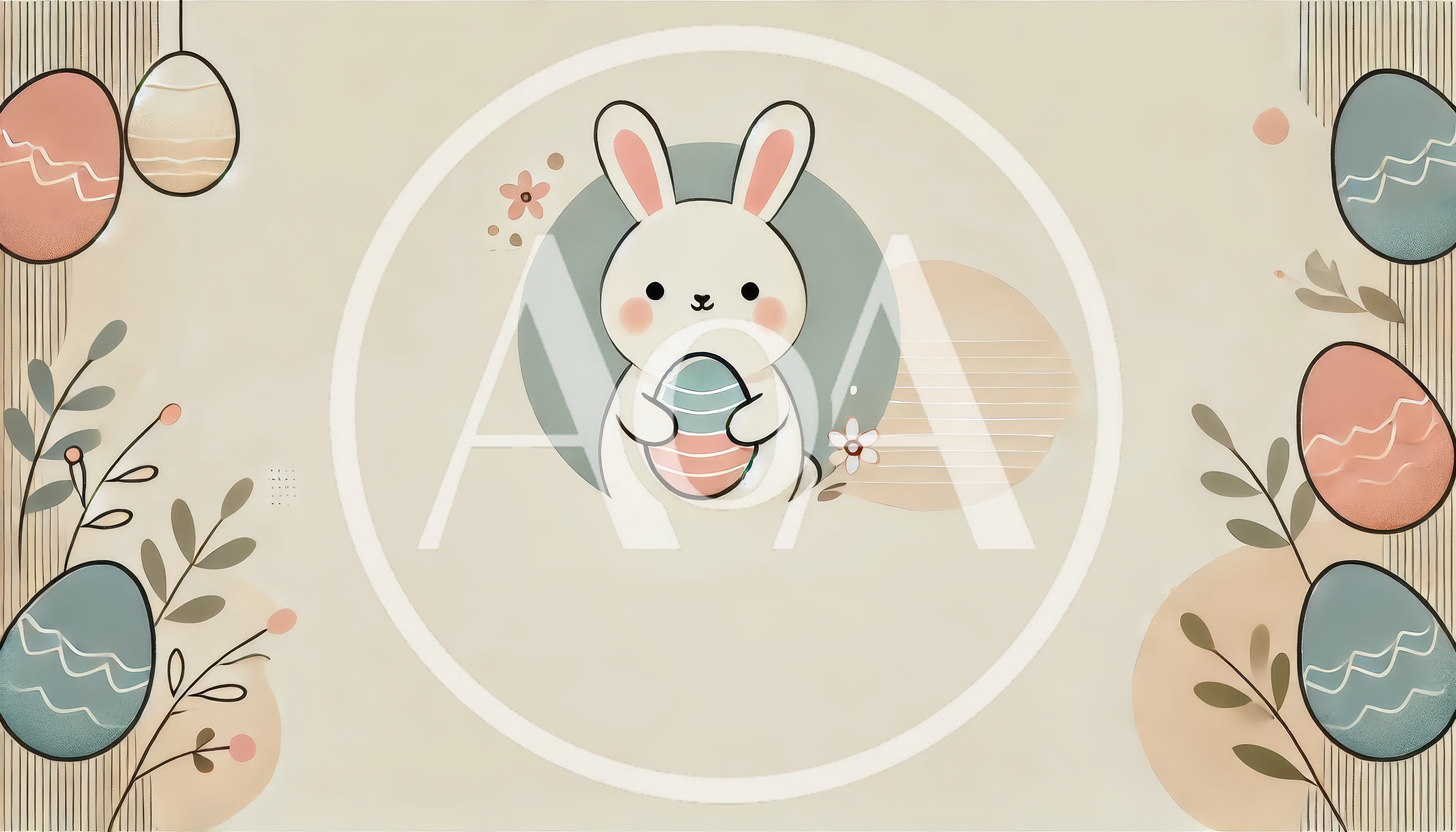 Cute Easter Bunny Holding A Decorated Egg
