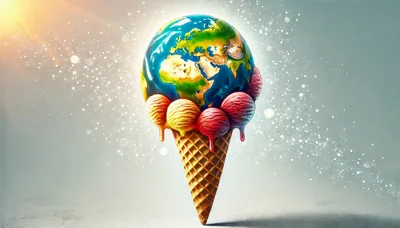 Earth Globe Ice Cream Cone Conceptual Art