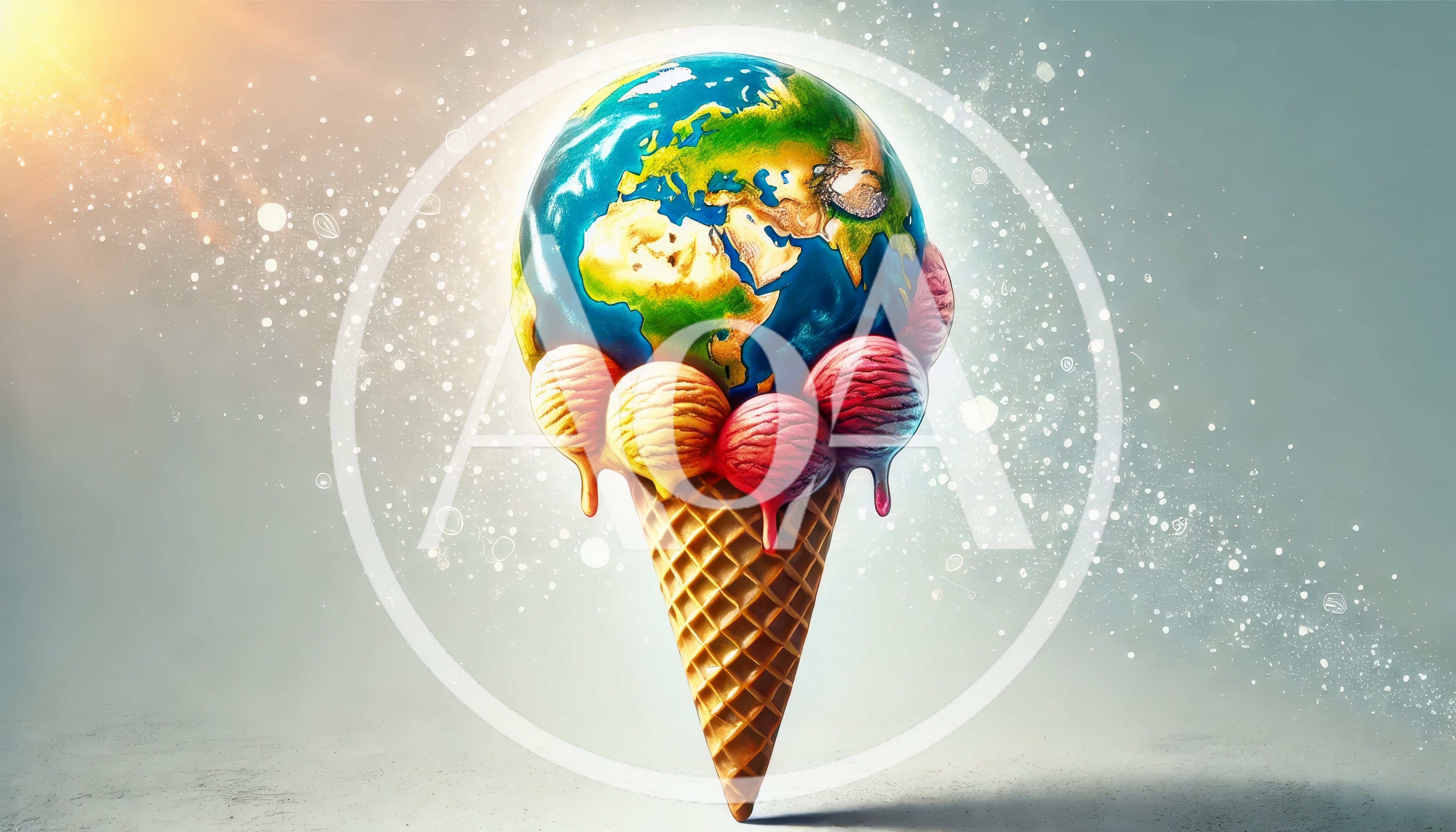 Earth Globe Ice Cream Cone Conceptual Art