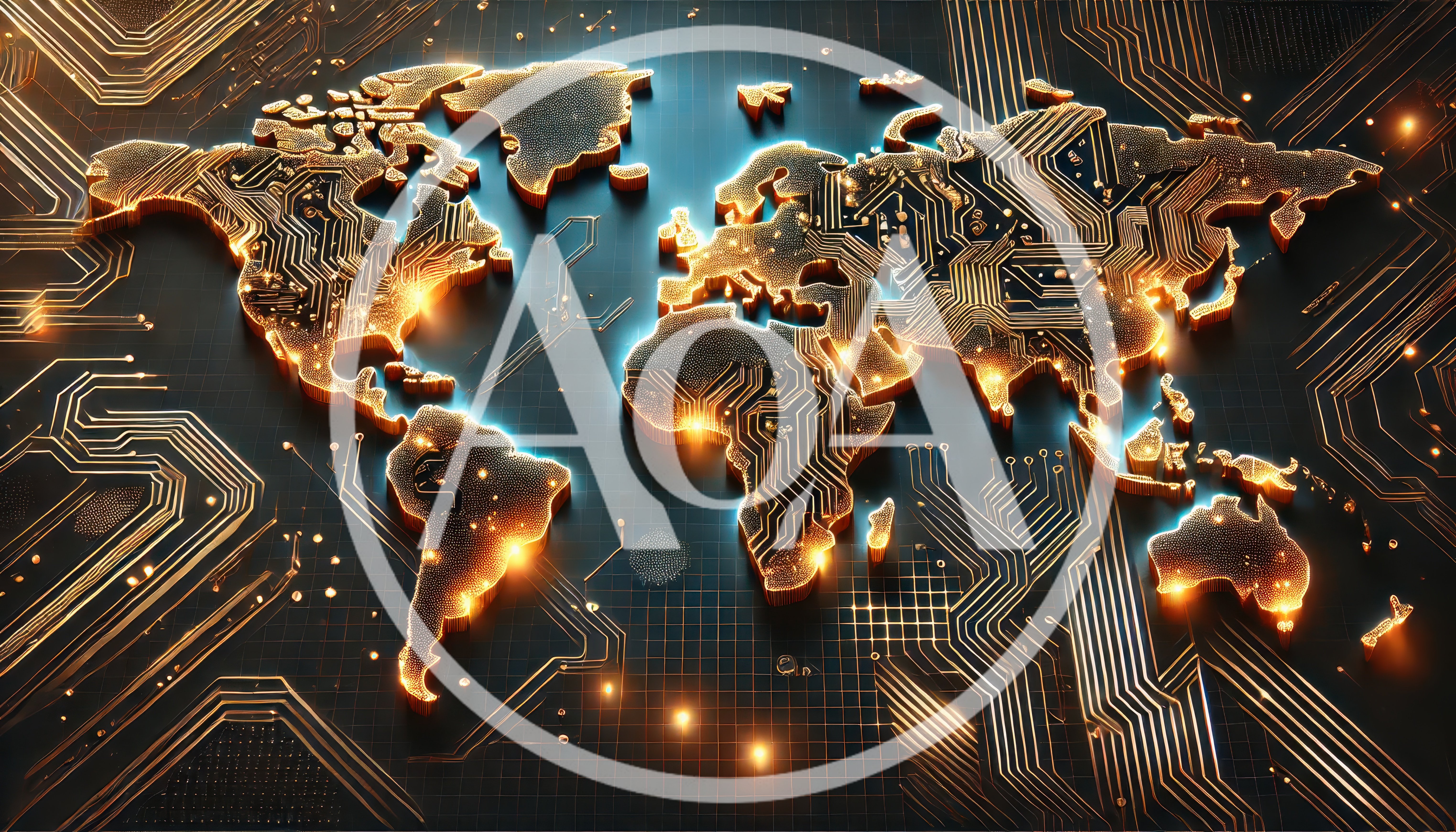 Digital World Map Circuit Board Technology Concept
