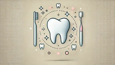 Minimalist Dental Care Illustration With Tooth And Toothbrushes