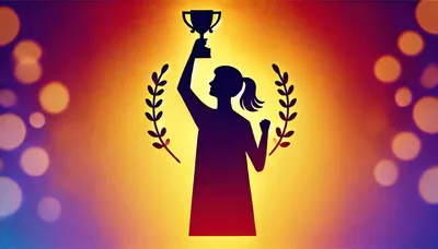 Silhouette Of A Woman Holding A Trophy