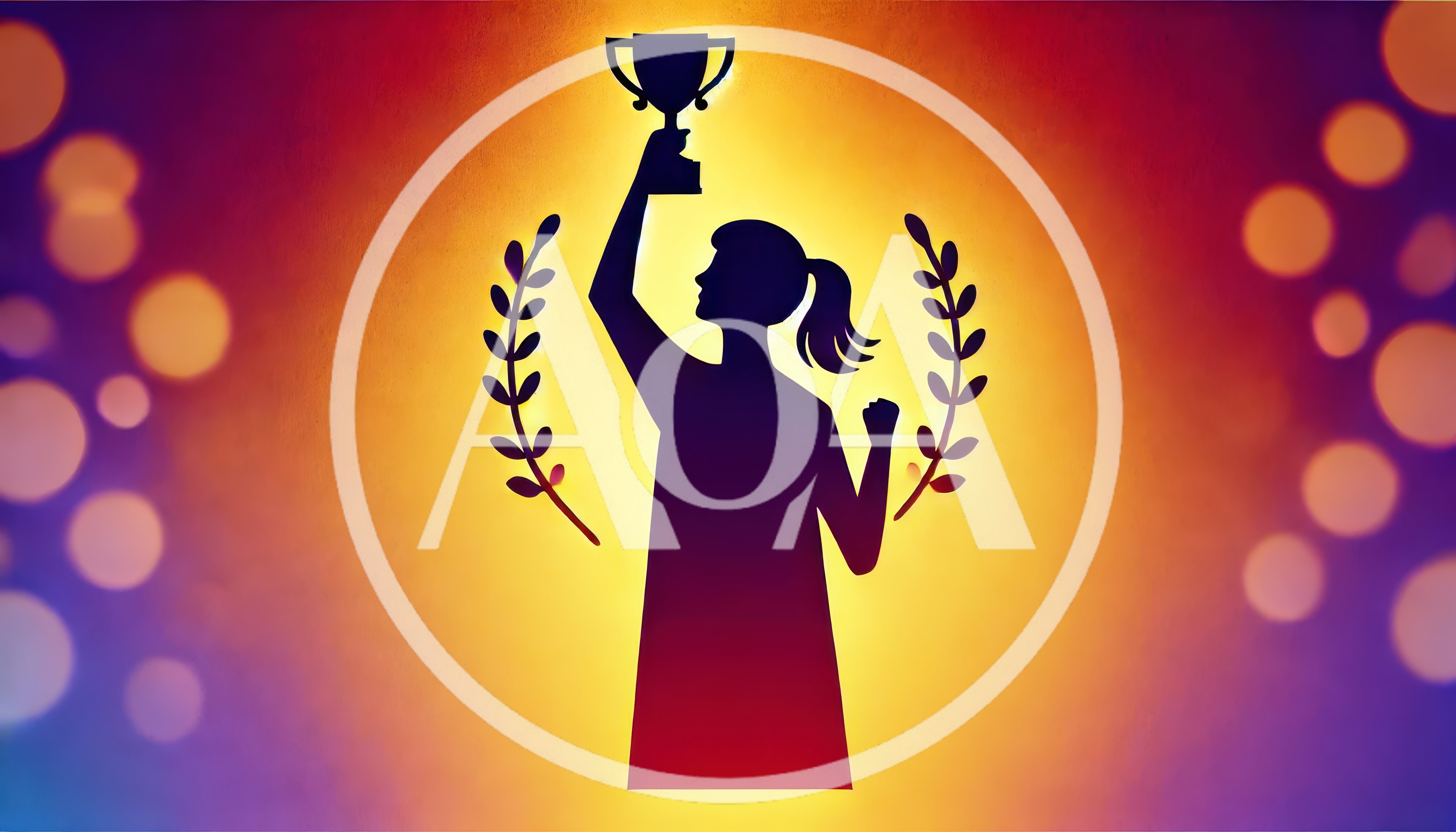 Silhouette Of A Woman Holding A Trophy