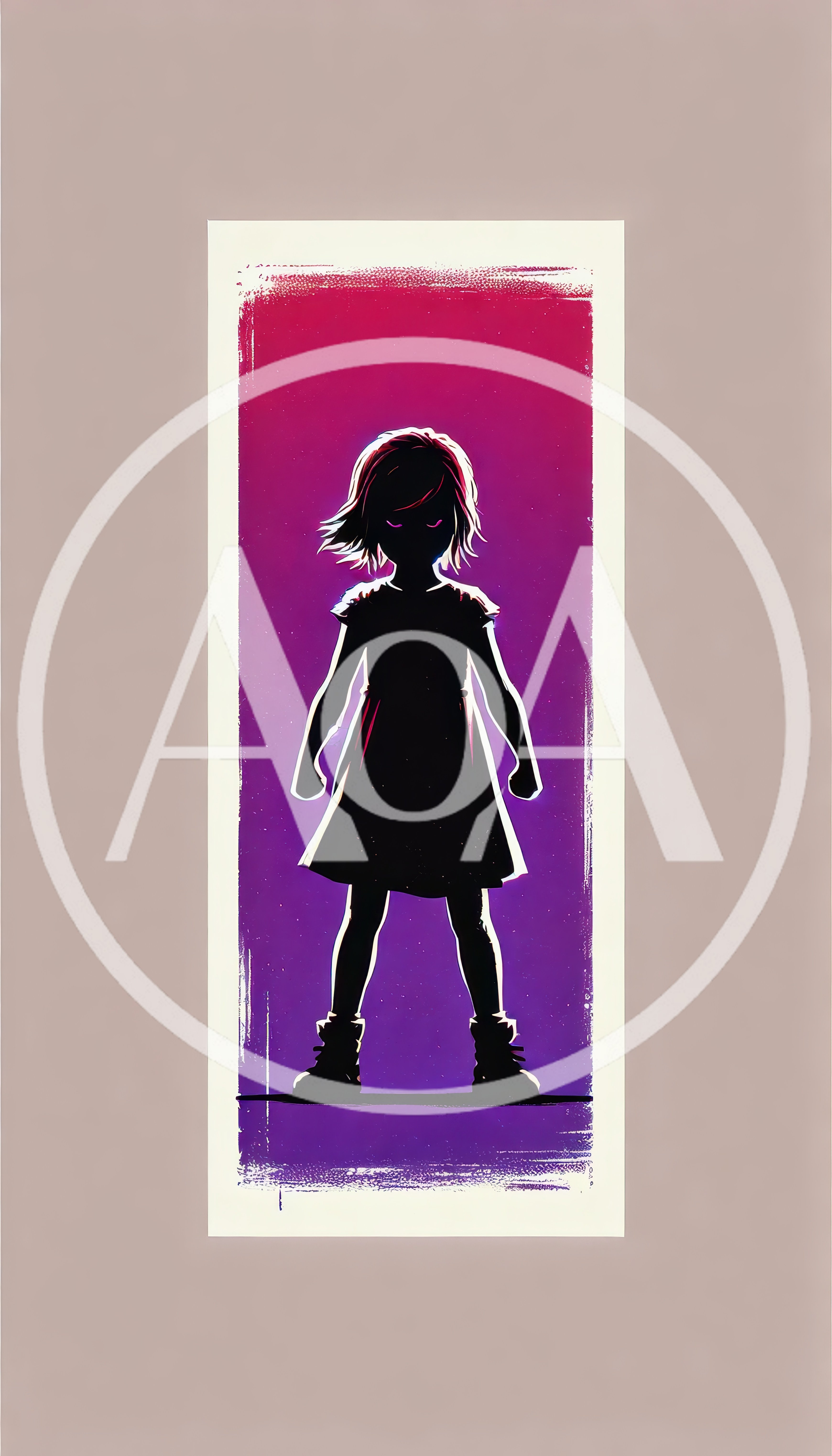 Silhouette Of A Young Girl With Glowing Eyes