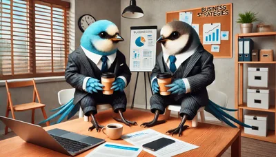 Anthropomorphic Birds In Business Suits Having A Meeting