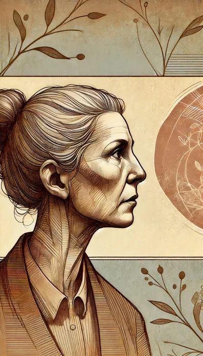 Profile Portrait Of An Elderly Woman In Artistic Style