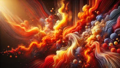 Abstract Fluid Motion With Glowing Particles And Spheres
