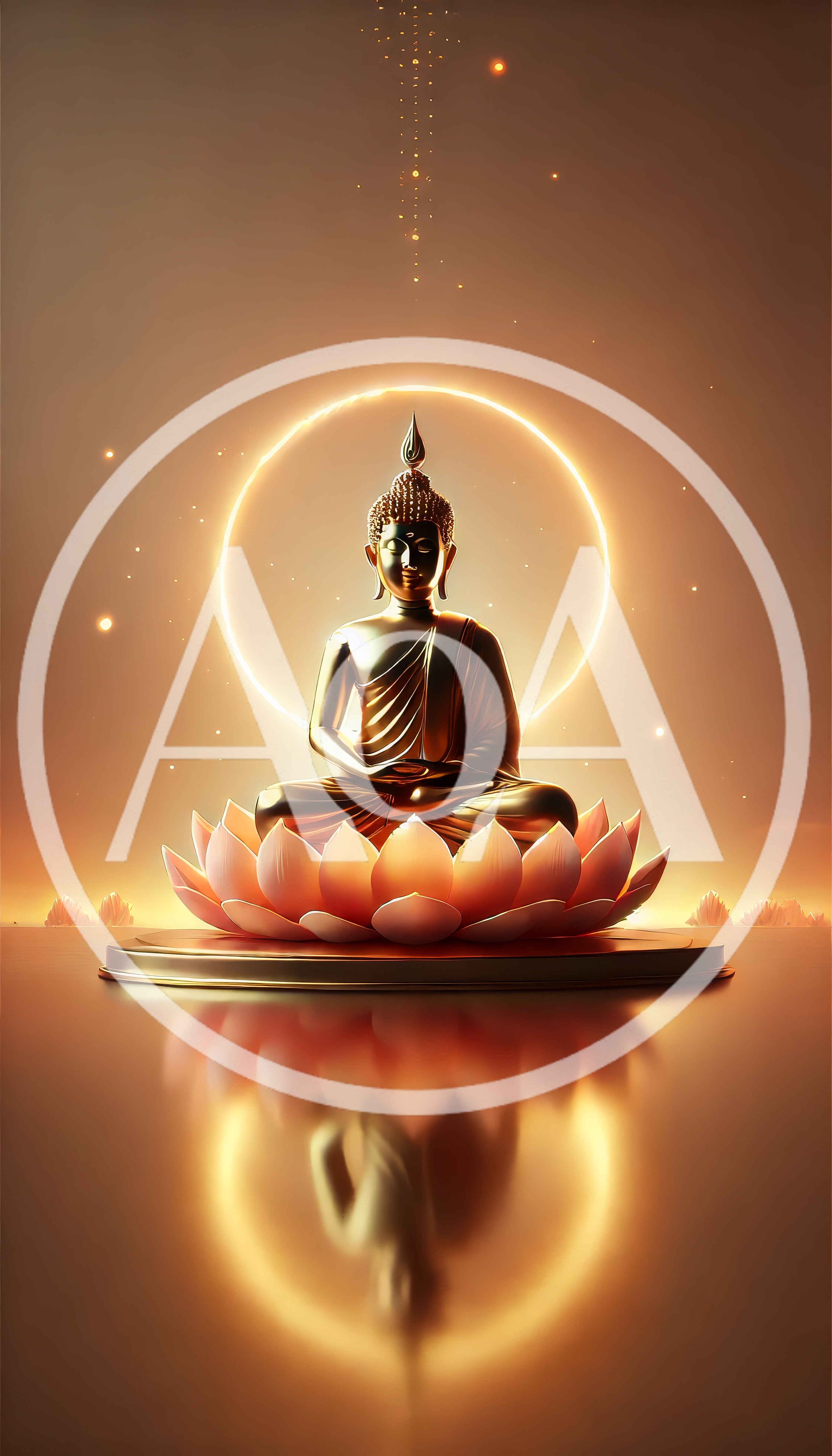 Golden Buddha Statue Sitting On A Lotus Flower