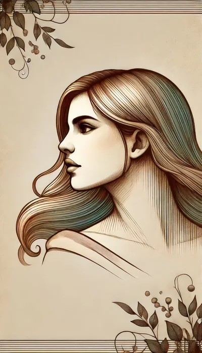 Elegant Line Art Portrait Of A Woman