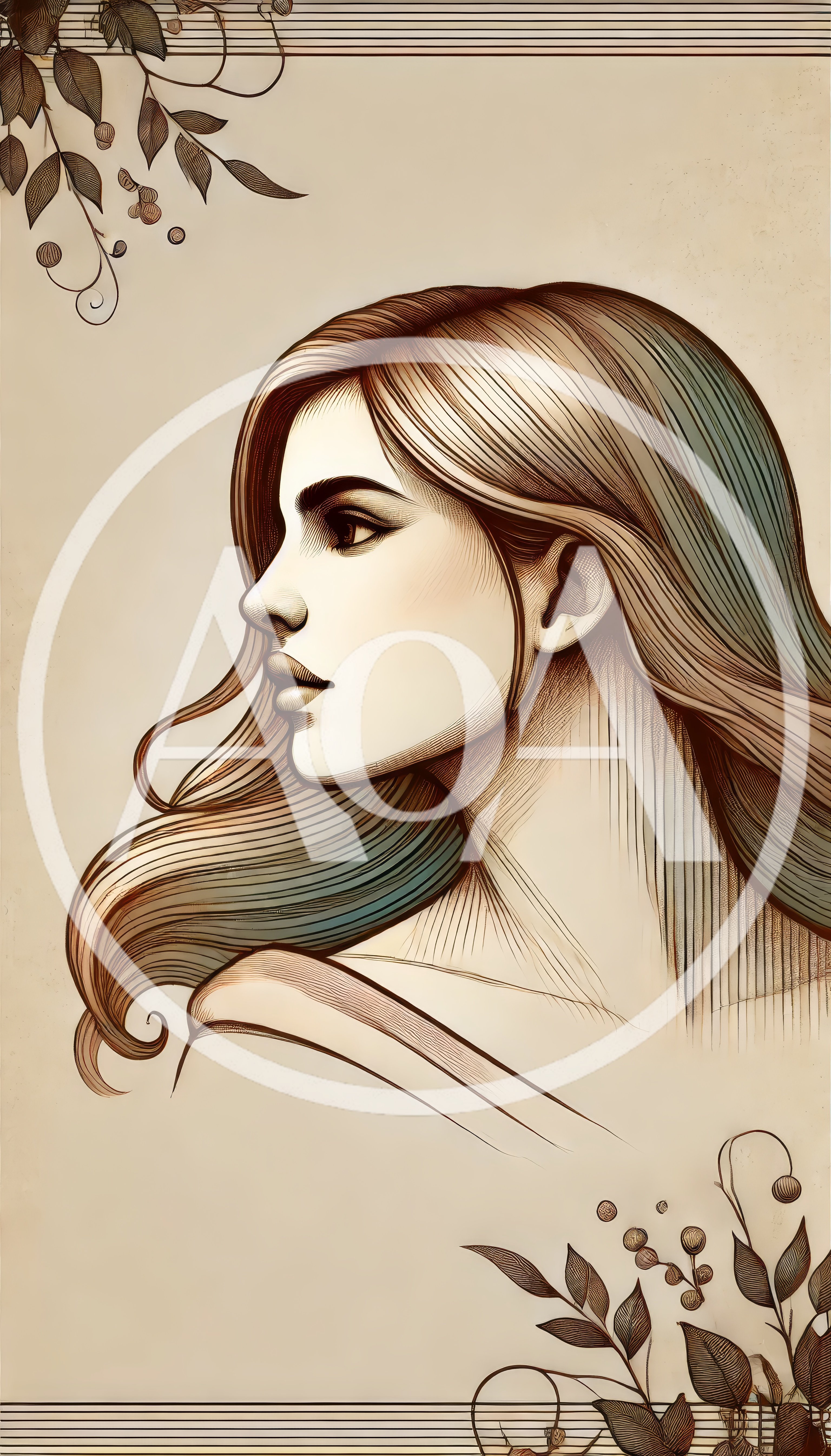 Elegant Line Art Portrait Of A Woman