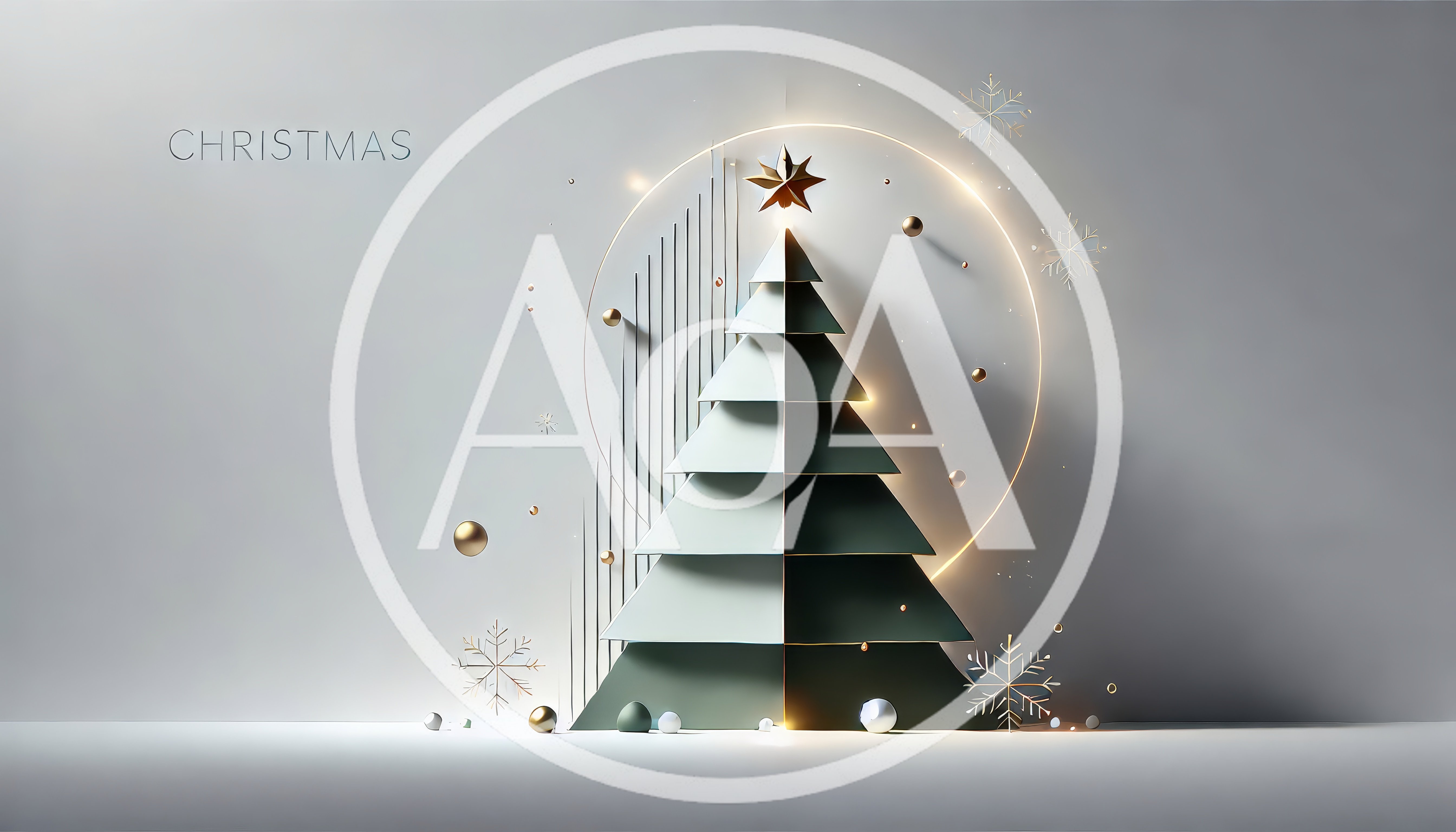 Minimalist 3D Christmas Tree With Geometric Decorations