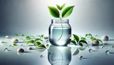 Green Plant Sprout Growing In A Glass Jar