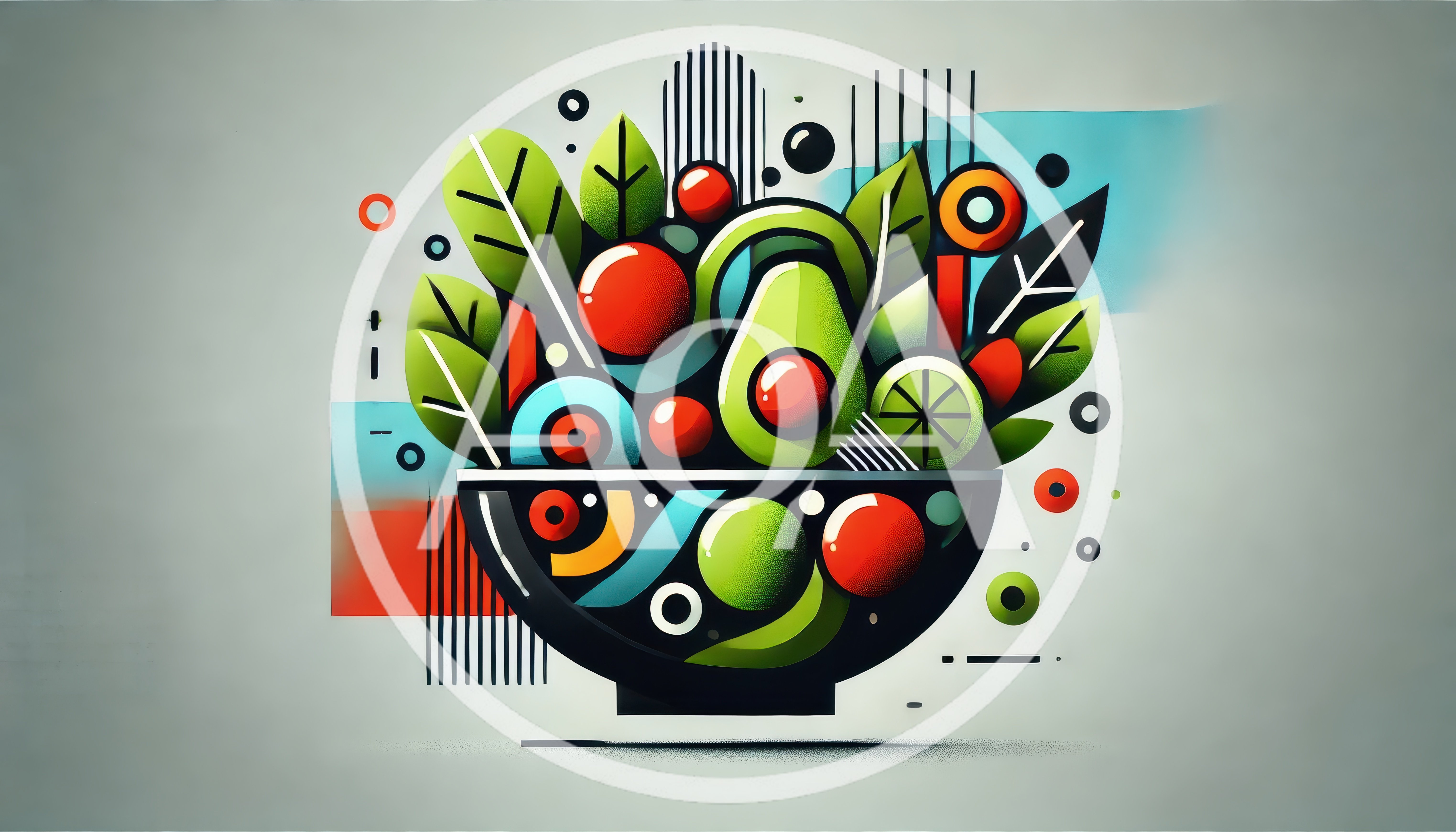 Abstract Geometric Illustration Of A Fresh Salad Bowl