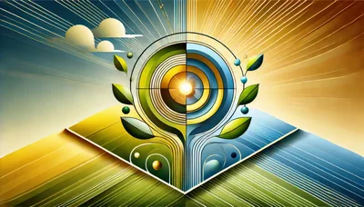 Abstract Geometric Symbol Of Nature And Technology Integration