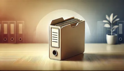 Single Office Binder Standing On A Wooden Desk