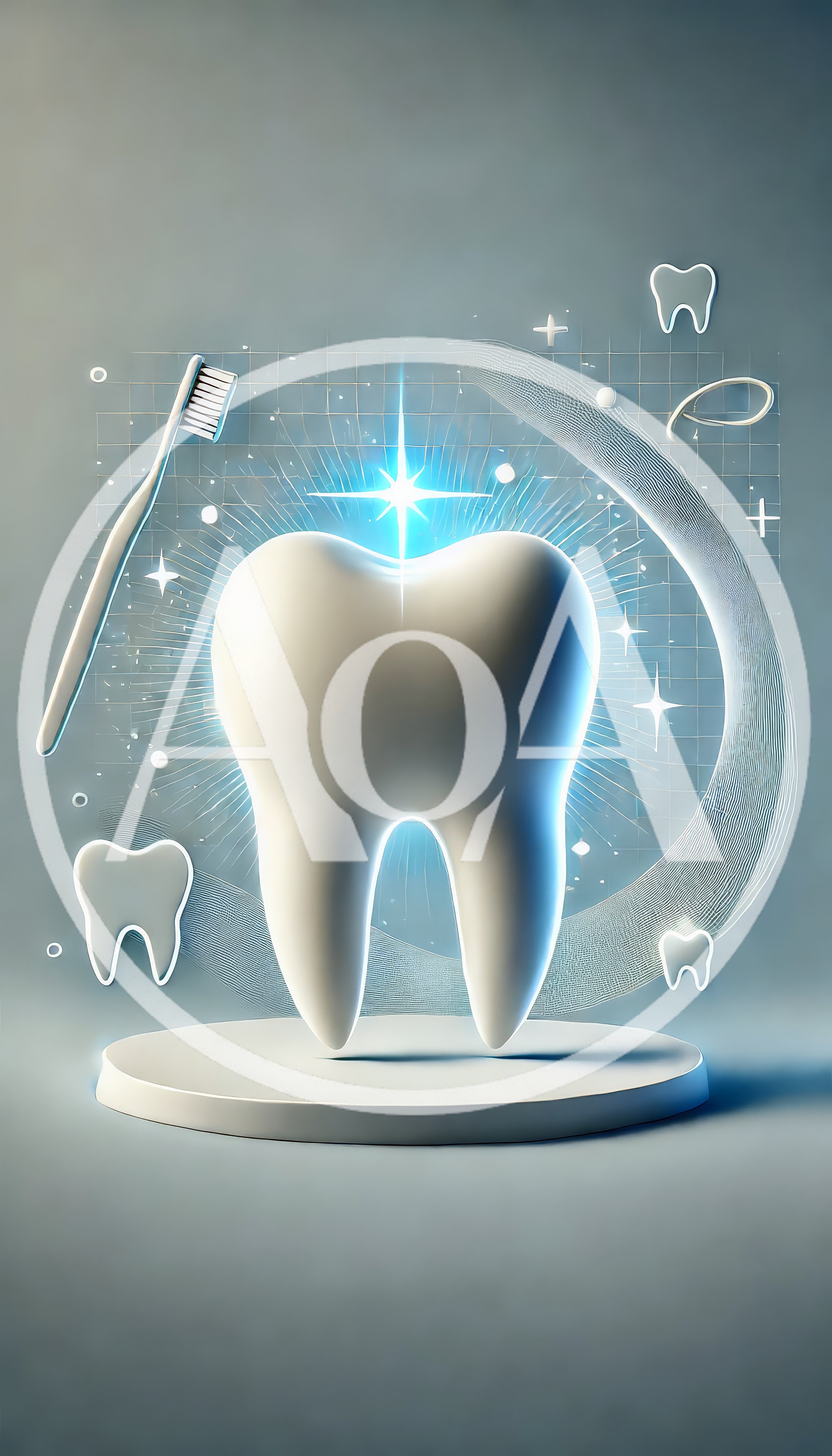 3D Rendered Glowing Tooth on Display Stand