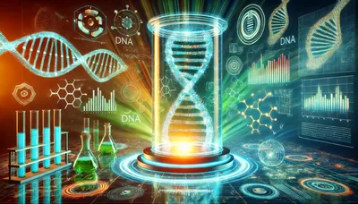 Futuristic DNA Helix Research in Laboratory Setting
