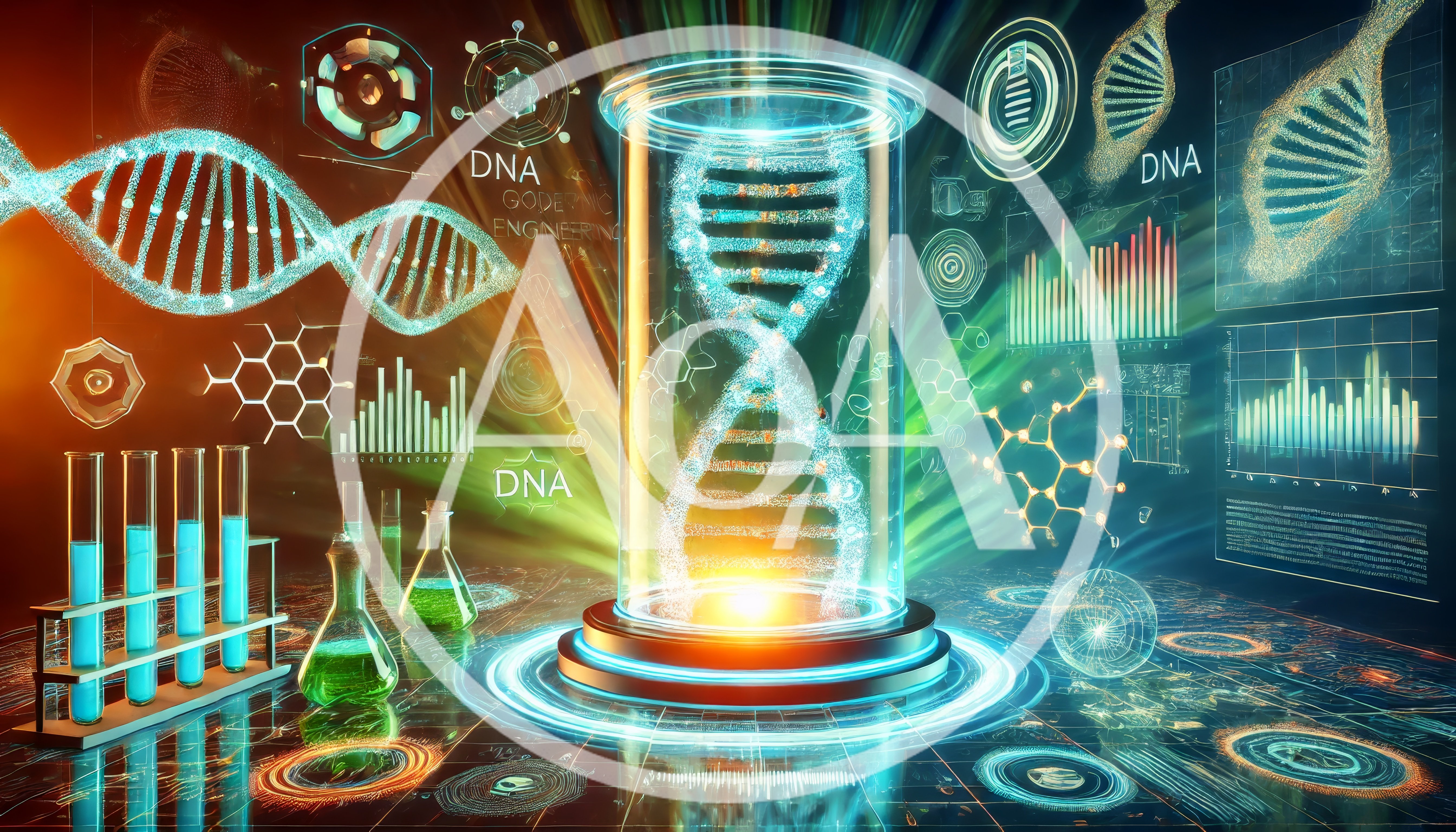 Futuristic DNA Helix Research in Laboratory Setting