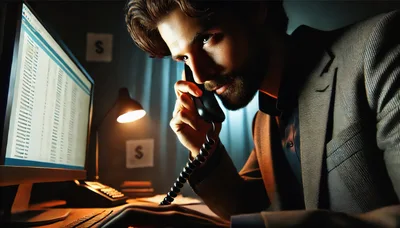 Professional Businessman Working Late Night on Phone