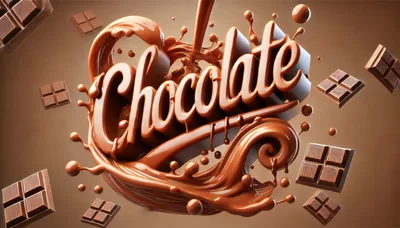 3D Chocolate Typography With Liquid Splashes And Bars