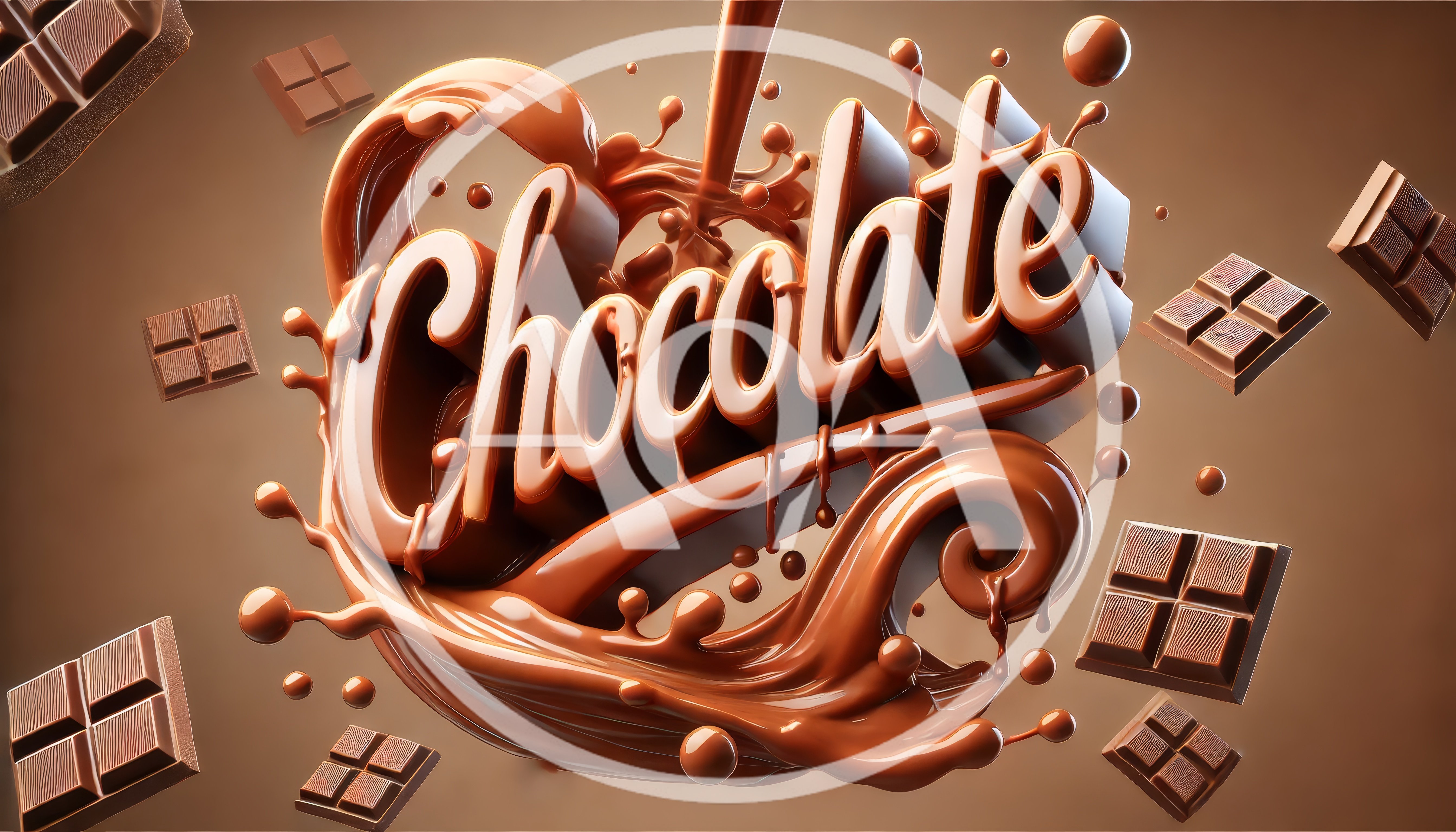 3D Chocolate Typography With Liquid Splashes And Bars