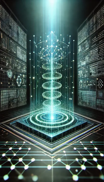 Futuristic Data Core With Glowing Digital Energy Rings