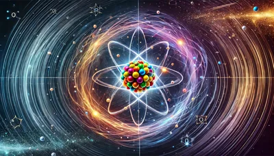 Abstract Atomic Structure With Glowing Energy Orbits