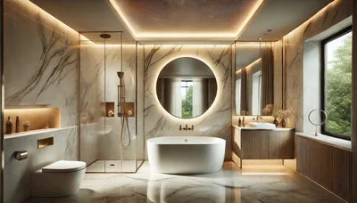 Modern Luxury Bathroom Interior With Marble Walls