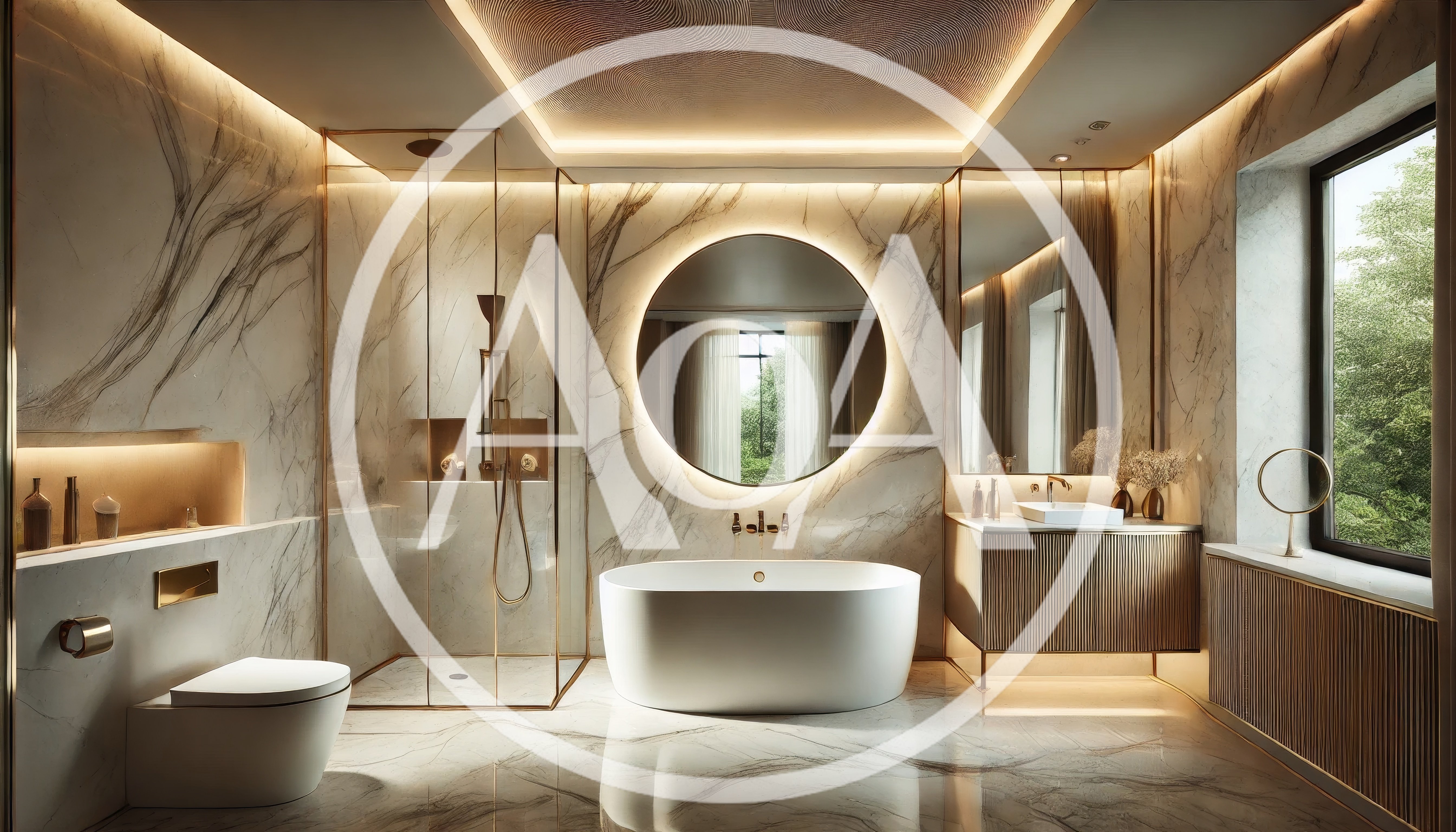 Modern Luxury Bathroom Interior With Marble Walls