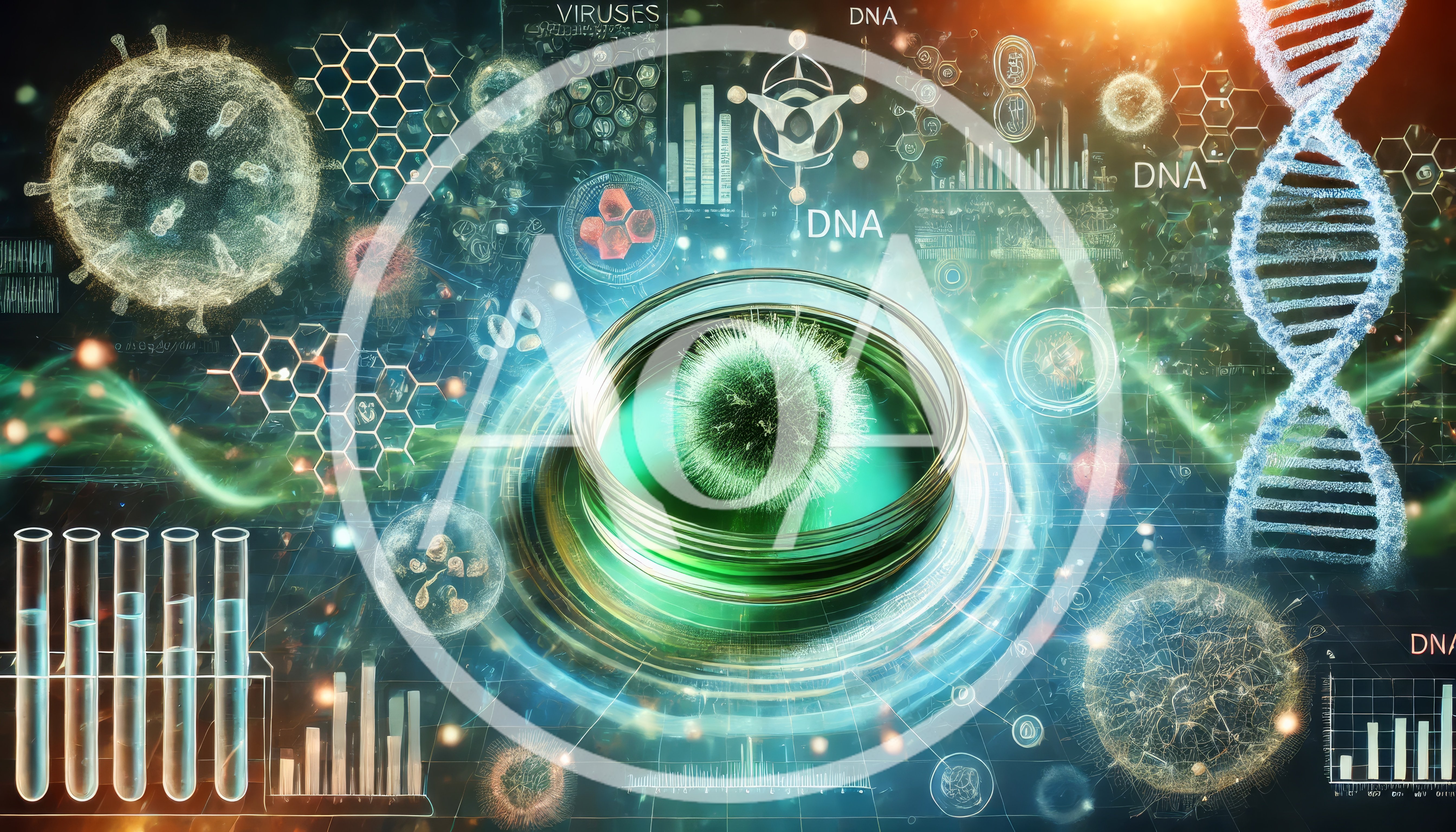 Digital Scientific Research Visualization with Virus and DNA