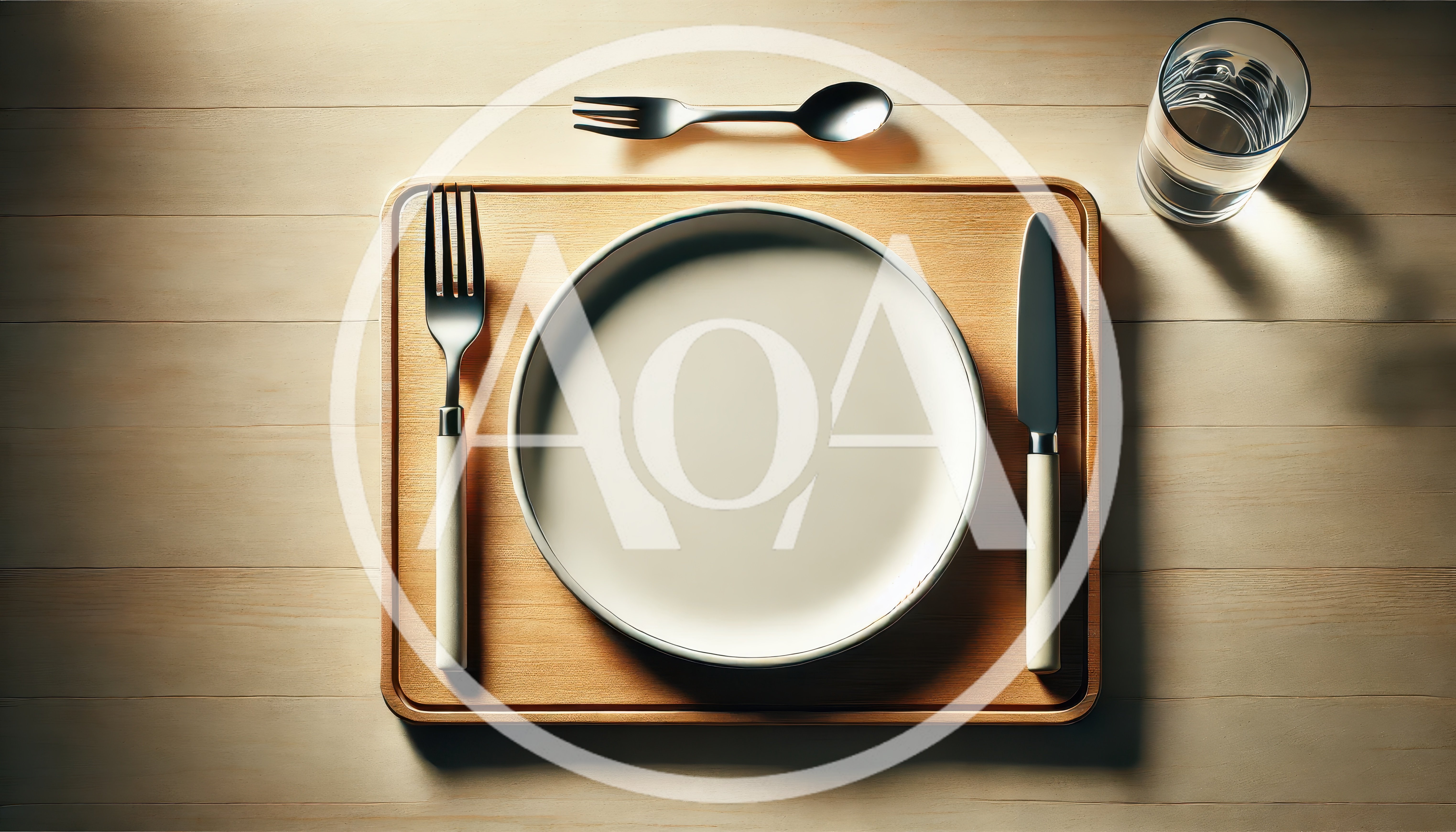 Empty Plate With Cutlery On Wooden Tray