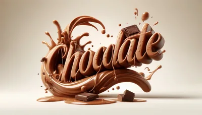 3D Liquid Chocolate Typography With Splashes And Chunks