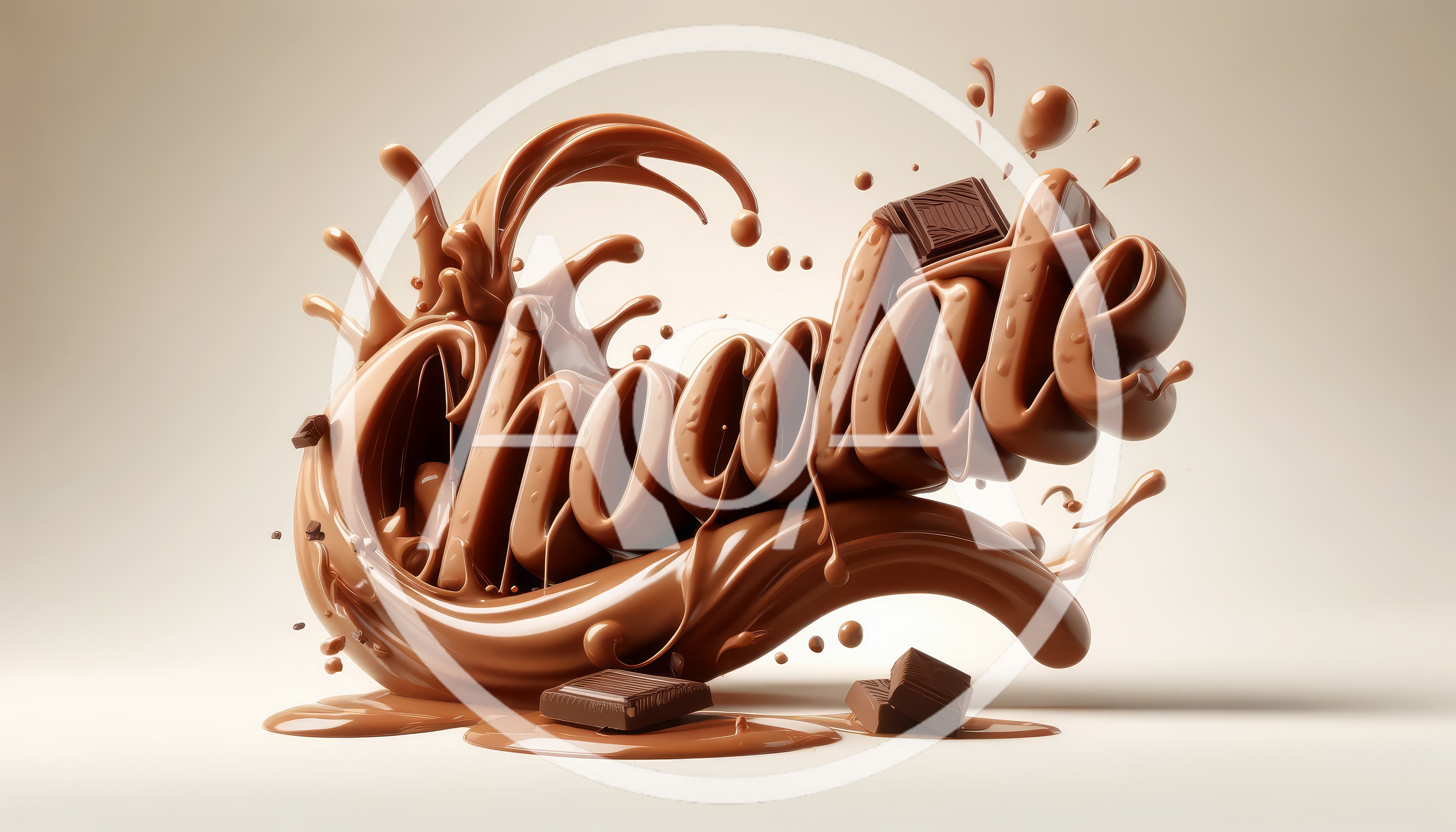 3D Liquid Chocolate Typography With Splashes And Chunks
