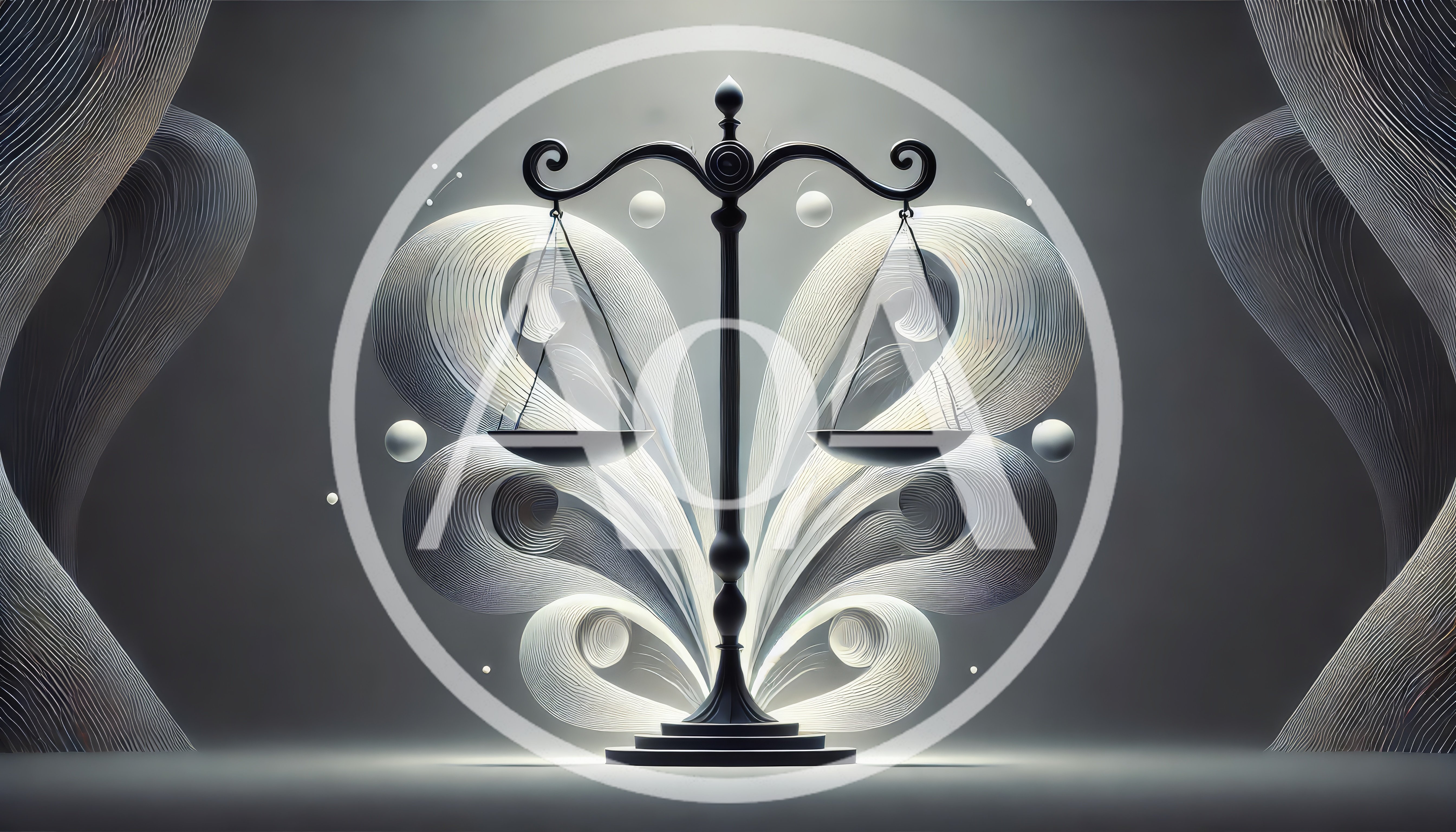 Abstract Scales Of Justice With Swirling Artistic Elements