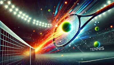 Dynamic Tennis Racket Striking Ball With Motion Blur