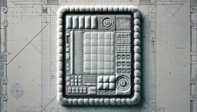 Futuristic Control Panel With Textured Geometric Interface