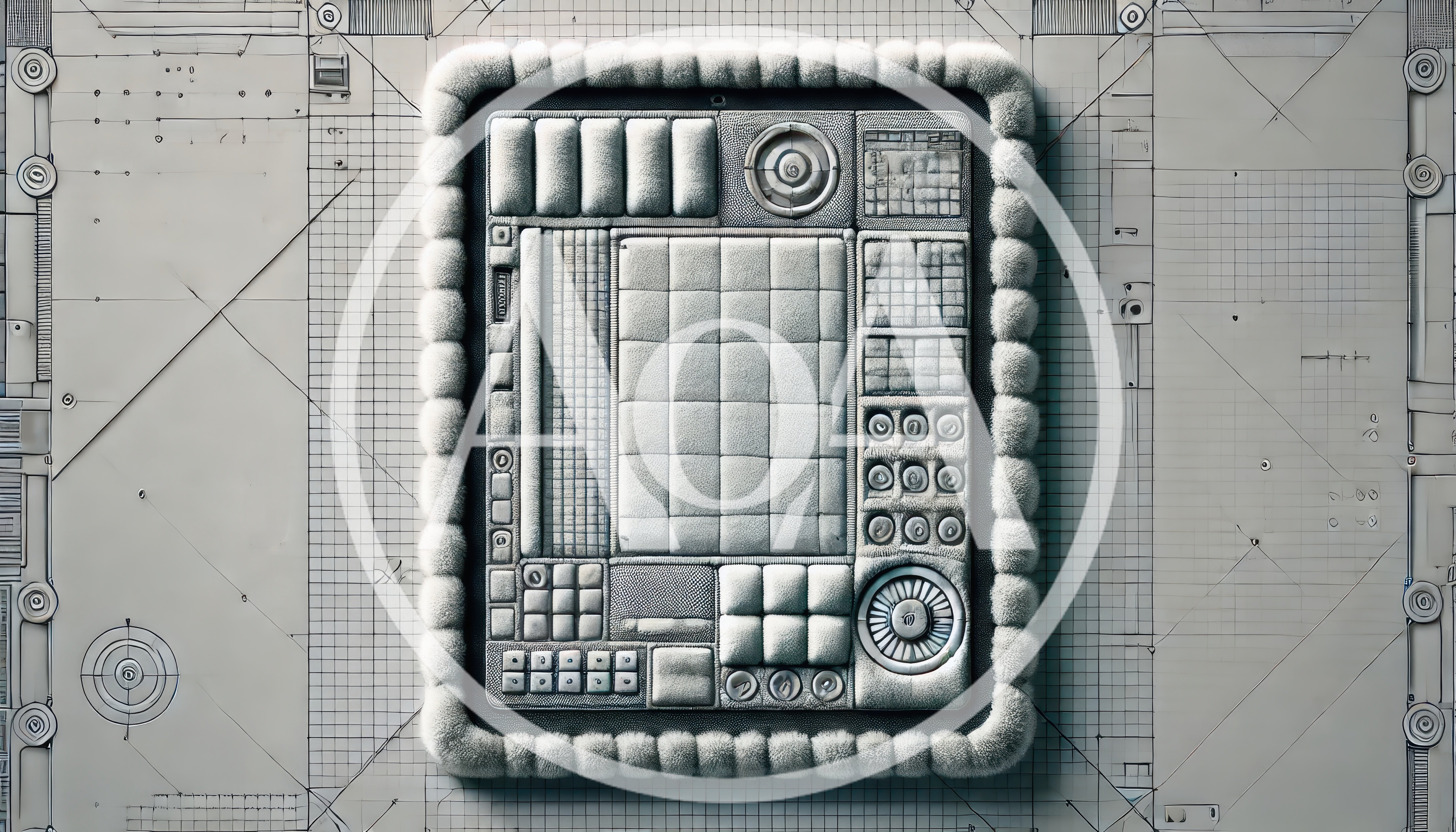 Futuristic Control Panel With Textured Geometric Interface