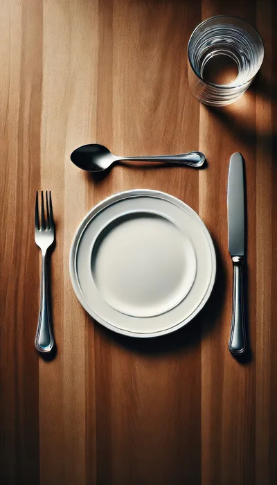 Place Setting With Plate Fork Spoon And Knife
