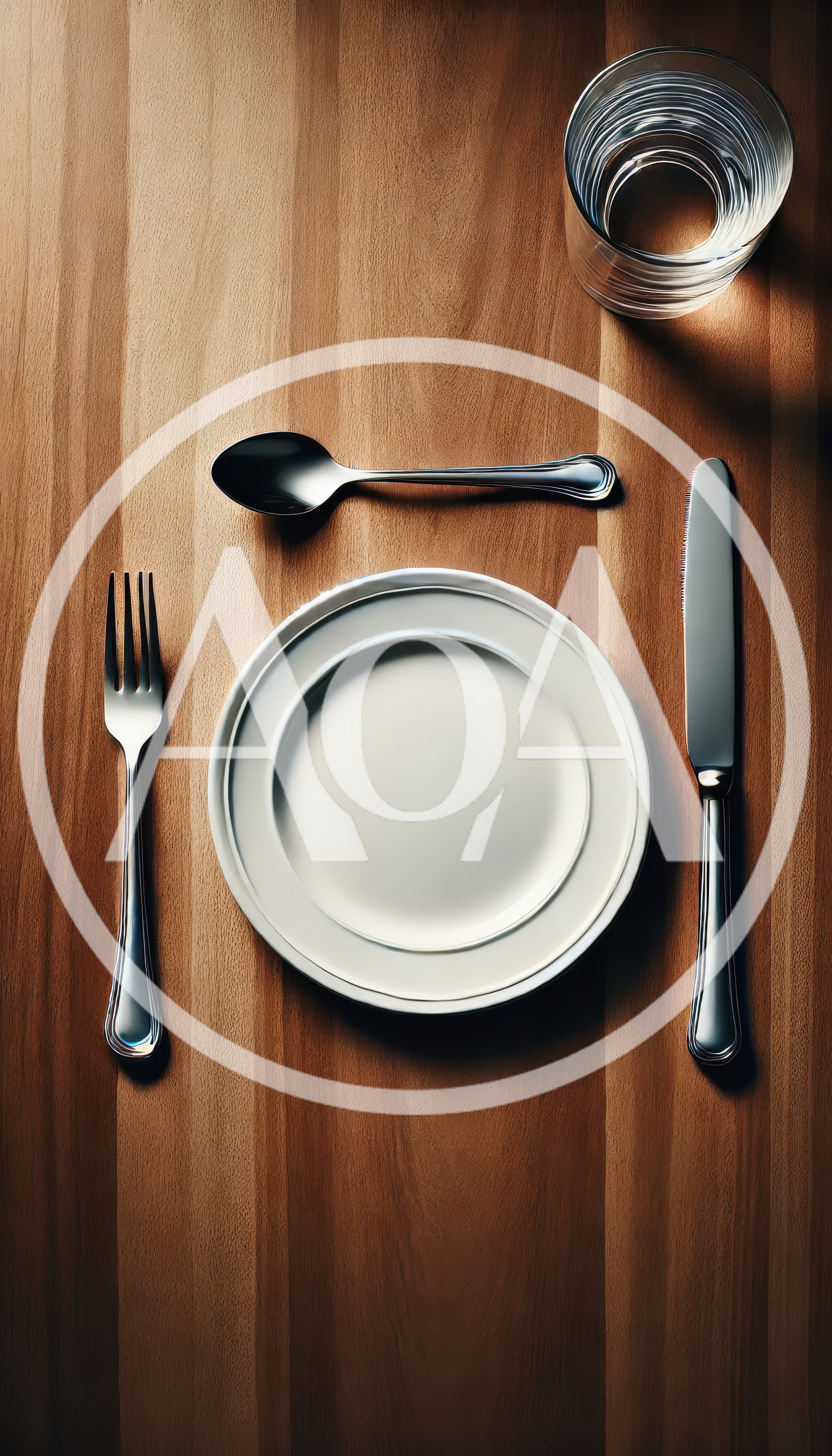Place Setting With Plate Fork Spoon And Knife