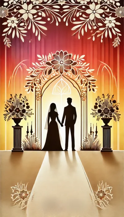Silhouette Of A Bride And Groom At Wedding Altar
