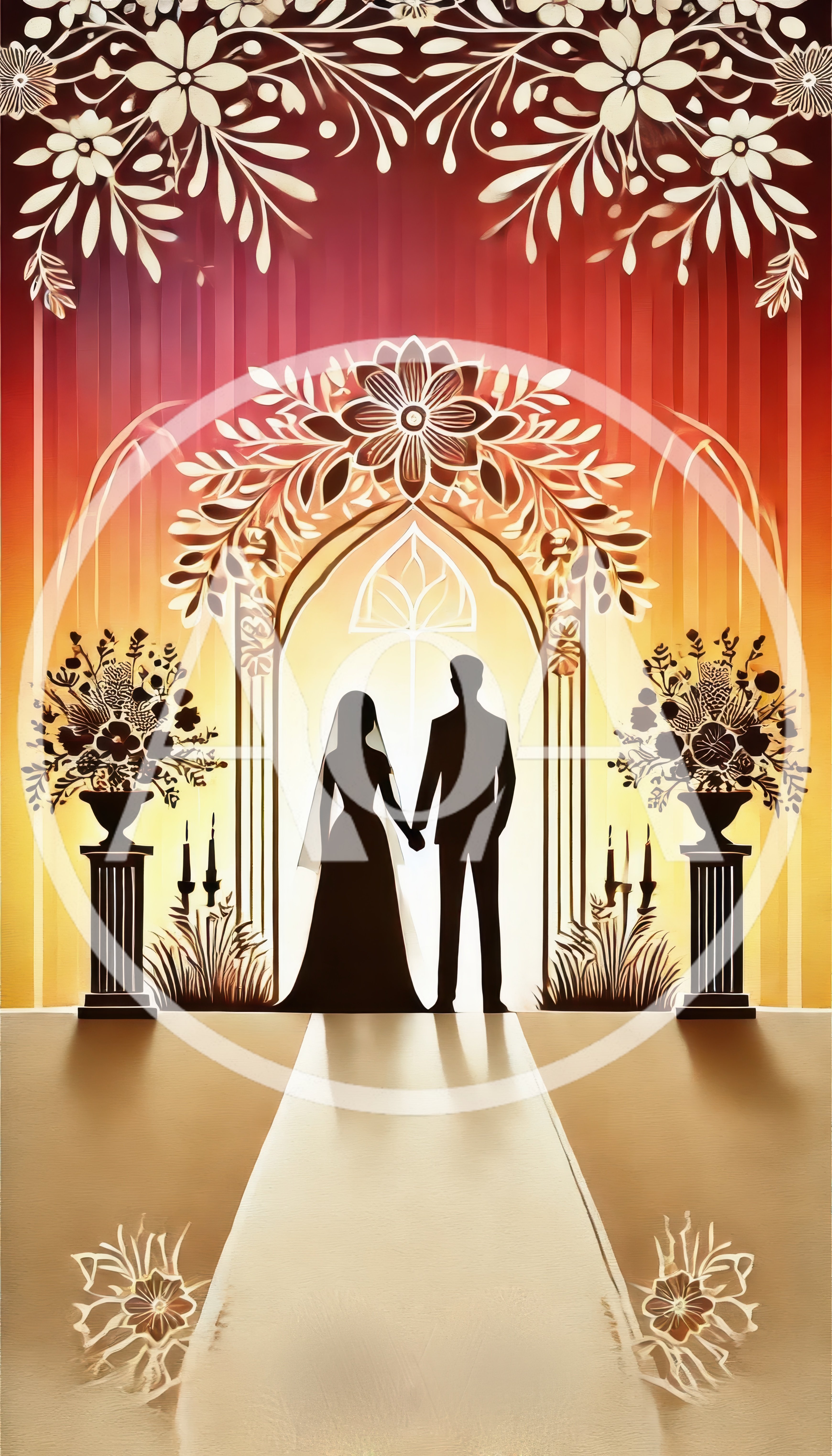 Silhouette Of A Bride And Groom At Wedding Altar