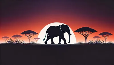 Silhouette Of An Elephant Walking In The African Savanna