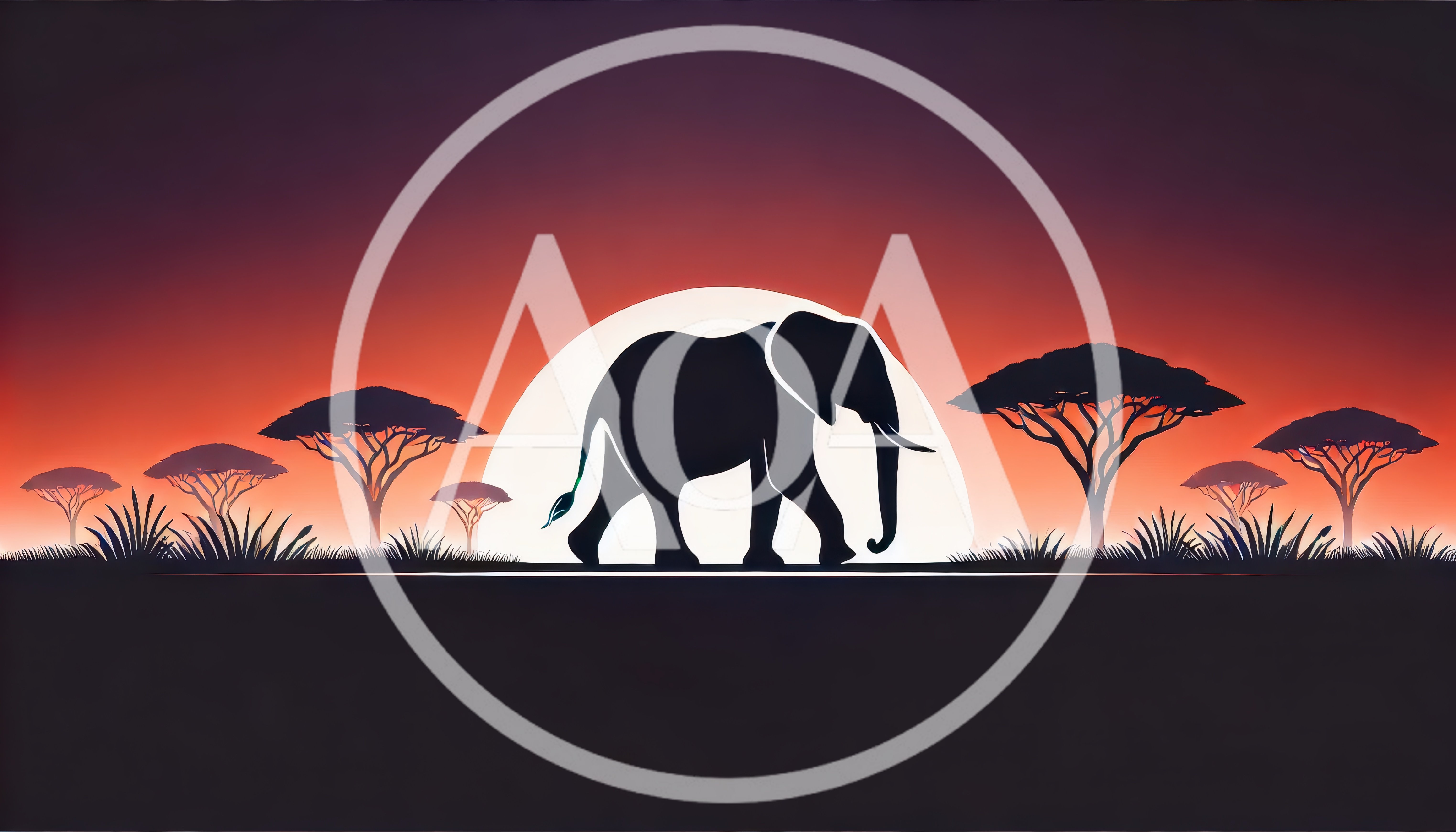 Silhouette Of An Elephant Walking In The African Savanna