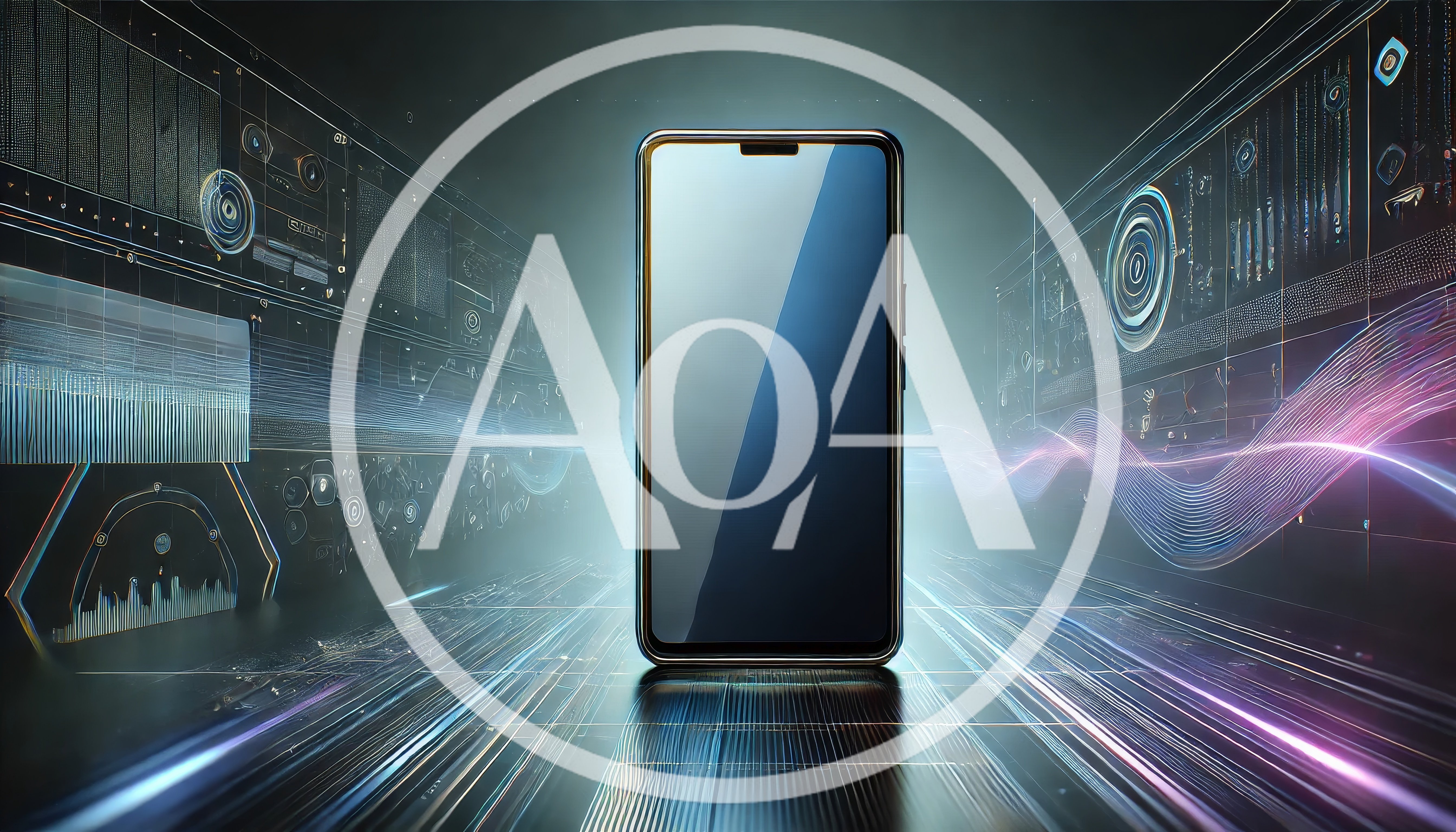 Smartphone Centered In Futuristic Digital Data Environment