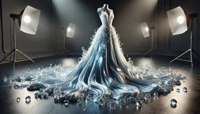 Mannequin Wearing A Liquid Silver Flowing Gown